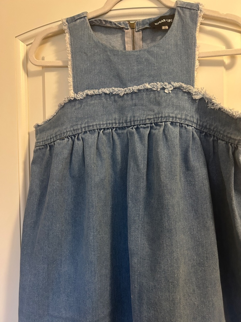 Sugarlips Blue Denim Sundress with Frayed Trim - Picture 3 of 8